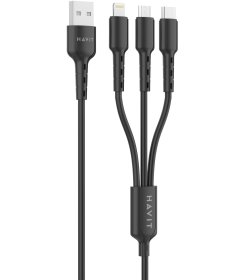 USB-A - micro USB/Type C/iPhone įkrovimo laidas HAVIT, Dot 6131, 1m