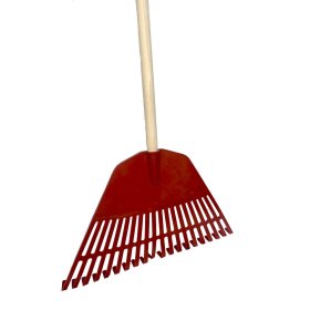 Grėblys lapams, vėduoklinis, plastikinis 28 dantų, plotis 46cm, su kotu