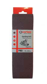 Juosta šlifavimui CORTEX P80, 75 x 533 mm, 3 vnt.