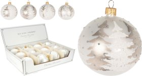 Eglutės žaisliukas Eglutės, stiklas, 4 skirtingos sp., skersmuo 8 cm