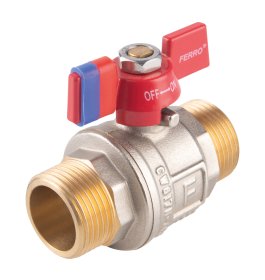 Pilno pralaidumo rutulinis ventilis FERRO Power, trumpa rankena, išorė-išorė, 1/2 "