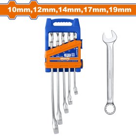 Plokščių kilpinių raktų rinkinys WADFOW, 10-19 mm, 5 vnt., WSP1215