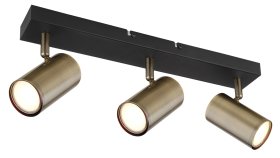 Kryptinis šviestuvas GLOBO Robby, GU10, 3 x 35W, 230V, metalinis, matinės juodos, antikvarinio žalvario sp., 60 x 120 x 410 mm, 57911-3M