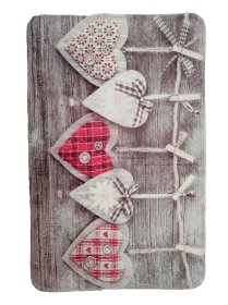 Kilimėlis RICCO Adria 5 Hearts, 50 x 80 cm, rusvas, 100% flanelė + putplastis 8mm, PVC pagrindas, 910-300