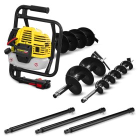 Benzininis žemės grąžtas GARDEO PRO GTT52-3DXT, 52 cm2 dvitaktis variklis, komplekte 3 diametrų (100, 150, 200 cm) grąžtai