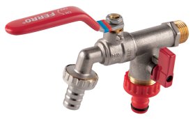 Lauko ventilis FERRO, 1/2 "-F-COMFORT, su dvejomis atskiromis užsukamomis jungtimis, ilga rankena, KCD1