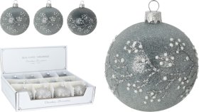 Kalėdinės eglės žaisliukas, su šakelių piešiniu, 8 cm, 3 skirtingos sp.