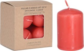 Žvakių rinkinys, 4 vnt., 6 cm, raudonos sp.
