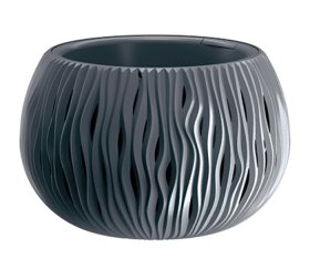 Plastikinis lauko vazonas SANDY BOWL, antracito sp., vazono skersmuo 37 cm.