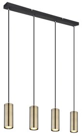 Pakabinamas šviestuvas GLOBO Robby, GU10, 4x35W, 230V, 1,2m laidas, metalinis, matinės juodos, antikvarinio žalvario sp., 60x650x1200 mm, 57911-4HM