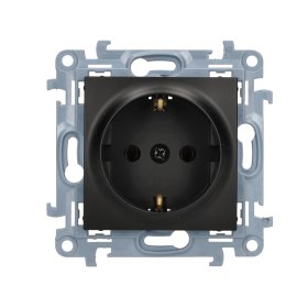 Kištukinis lizdas KONTAKT SIMON 10, juodos sp., 1 viet., su įž., su apsauga, CGSZ1CZ.01/49