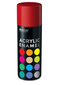 Aerozolinė emalė BIODUR Acrylic, RAL3000, ugnies raudonumo, 400ml