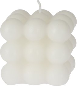 Žvakė, kvadratas iš burbuliukų, baltos sp., 6 x 6 x 5,5 cm