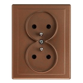 Kištukinis lizdas TIMEX, 2 vietų, paviršinis, be įž., 16 A, 250 V, rudos sp., GNT-5 Jw BR, A550340024