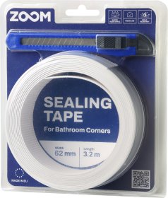 Sandarinimo juosta ZOOM, 31 mm x 31 mm x 3,2 m, baltos spalvos, voniai, su peiliuku