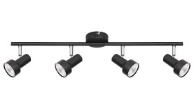 Kryptinis šviestuvas RABALUX Konrad, GU10, 4 x 50W, 230V, IP20, metalinis, juodos sp., 600 x 140 x 80 mm, 5325