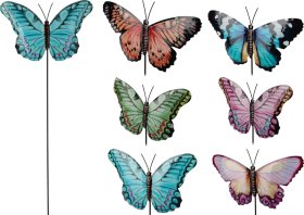 Sodo dekoracija DRUGELIS, metalinė, įsmeigiama, įvairių sp., 25 x 2,5 x 71 cm.