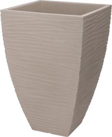 Plastikinis lauko vazonas, kvadratinės formos, kreminės sp., 40 x 40 x 62 cm