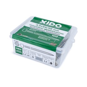 Terasiniai medsraigčiai XIDO, 4,5 x 65/38 mm, antikorozinis padengimas, 100 vnt., TORX20