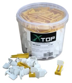 Plytelių išlyginimo sistema XTOP, 1,5 mm, inkarų 300 vnt, pleištų 50 vnt., plytelių aukštis 5-14mm 