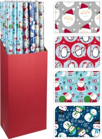 Kalėdinis dovanų pakavimo popierius, 4 skirtingų rūšių, 100 x 500 cm