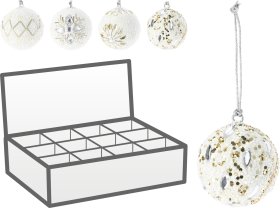 Eglutės žaisliukas, dekoruotas karoliukais, 4 skirtingi dizainai, baltos sp., 6 cm