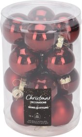 Eglutės žaisliukų rinkinys, 16 vnt., bordinės sp., skersmuo 3,5 cm