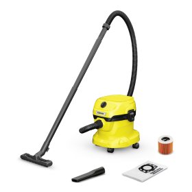Sauso - šlapio siurbimo dulkių siurblys KARCHER WD 2 Plus, 12 litrų dulkių talpa, filtras, galingumas 1000 W, 4 m ilgio elektros laidas, 1.8 m ilgio žarna,1.628-009.0