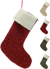 Kalėdinė dovanų kojinė, 4 skirtingos sp. (smėlio, ruda, žalia, raudona), 28 x 43 cm