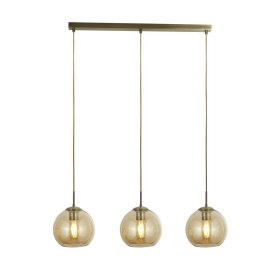 Pakabinamas šviestuvas SEARCHLIGHT Balls, 3LT, E27, 3x60W, AXPxG 150x860x20 cm, antikinio žalvario sp. ir gintaro sp. stiklas, 1623-3AM