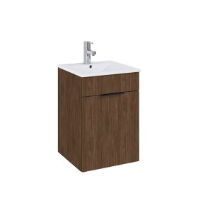 Vonios spintelės komplektas ELITA Qubo Plus 40, 595 x 415 x 415 mm, apatinė, pakabinama, su praustuvu, riešuto spalvos, lėto idarymo durelės, 1D, 168770