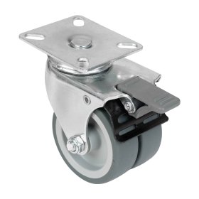 Pasukamas dvigubas ratukas WALTECO, d-75 mm, su plokštele, apkrova 100 kg