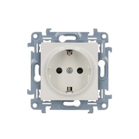 Kištukinis lizdas KONTAKT SIMON 10, baltos sp., 1 viet., su įž., su apsauga, CGSZ1CZ.01/11