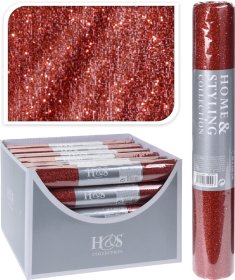 Dekoratyvinis Kalėdinis audinys, blizgantis, raudonos sp., 28 x 250 cm