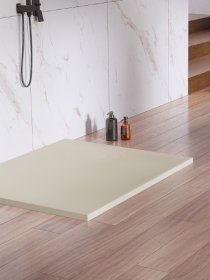 Dušo padėklas HARMONY Akma HAR-0426, 100 x 90 x 3,5 cm, akmens masės, stačiakampis, neslidi danga, smėlio spl.