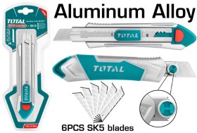 Peiliukas TOTAL, aliumininis su ratuku, nulaužiama geležte, su 6 SK5 plieno ašmenimis, 18 mm TG5121806