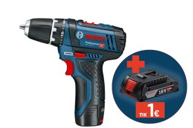 Akumuliatorinis suktuvas BOSCH Professional GSR 12V-15, 2 baterijos 12V, 2,0 Ah, 10 priedų rinkinys, lagaminas (060186810G)