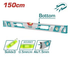 Gulsčiukas TOTAL, magnetinis, 3 akutės, aliumininis korpusas, storis 1,5 mm, 150 cm, TMT215086M