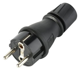 Kištukas ELECTRALINE, su įž., IP54, guminis, su sraigtu, juodos/pilkos spalvos, 55084