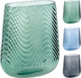 Vaza, stiklinė, dvi skirtingos sp., 7 x 12 x 21 cm