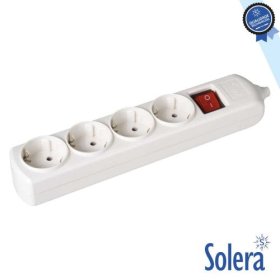 Ilgiklio kaladėlė SOLERA 8004Il, 4 lizd., su įž., su jungikliu, baltos sp.
