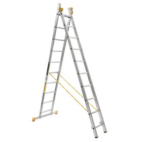 Kopėčios ITOSS FORTE, aliuminės, universalios, dvipusės, ištraukiamos, 2 dalių, 2 x 10 pakopų, 298-496cm (8510)