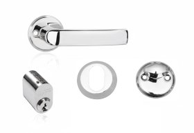 Durų rankenos, suktuko ir cilindro komplektas MP, MRO-06-35A, skandinaviškas, blizgus chromas, universali