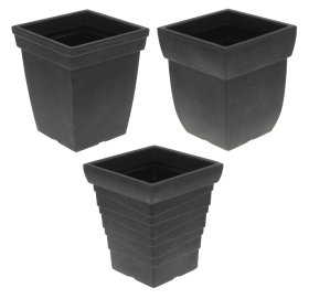 Lauko vazonas, skirtingi dizainai, juodos sp., 25 x 25 x 29 cm.