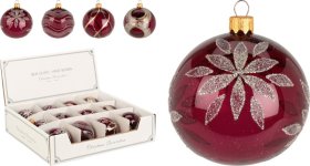 Eglutės žaisliukas, raudonos sp. su blizgučiais, 4 skirtingi dizainai, 1 vnt., 60 mm