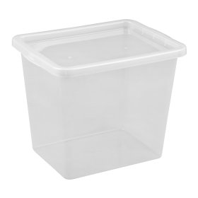 Daiktadėžė PLAST TEAM Basic Box, su dangčiu, skaidri, 42,5 x 34,7 x 33 cm, 31 l