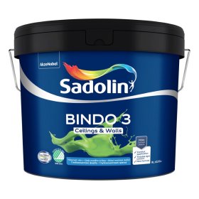 Vandeniniai vidaus dažai SADOLIN Bindo 3, 9 l, BW bazė, balti, visiškai matiniai