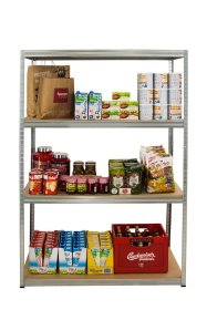 Sandėliavimo lentyna HELIOS H-Z, 1800 x 750 x 300 mm, metalinė su HDF plokštėmis, 4 lentynos