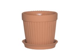 Kambarinis keraminis vazonas 4Living Como, su pritvirtinta lėkštute, terakota sp., 14,5 x 14,5 x 14 cm.