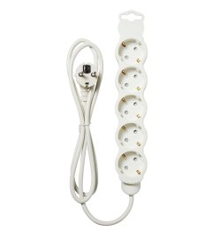 Ilgiklis ORRO 53133, 5 vietų, 3x1,5, su įžeminimu, be jungiklio, spl. balta, 1,5 m